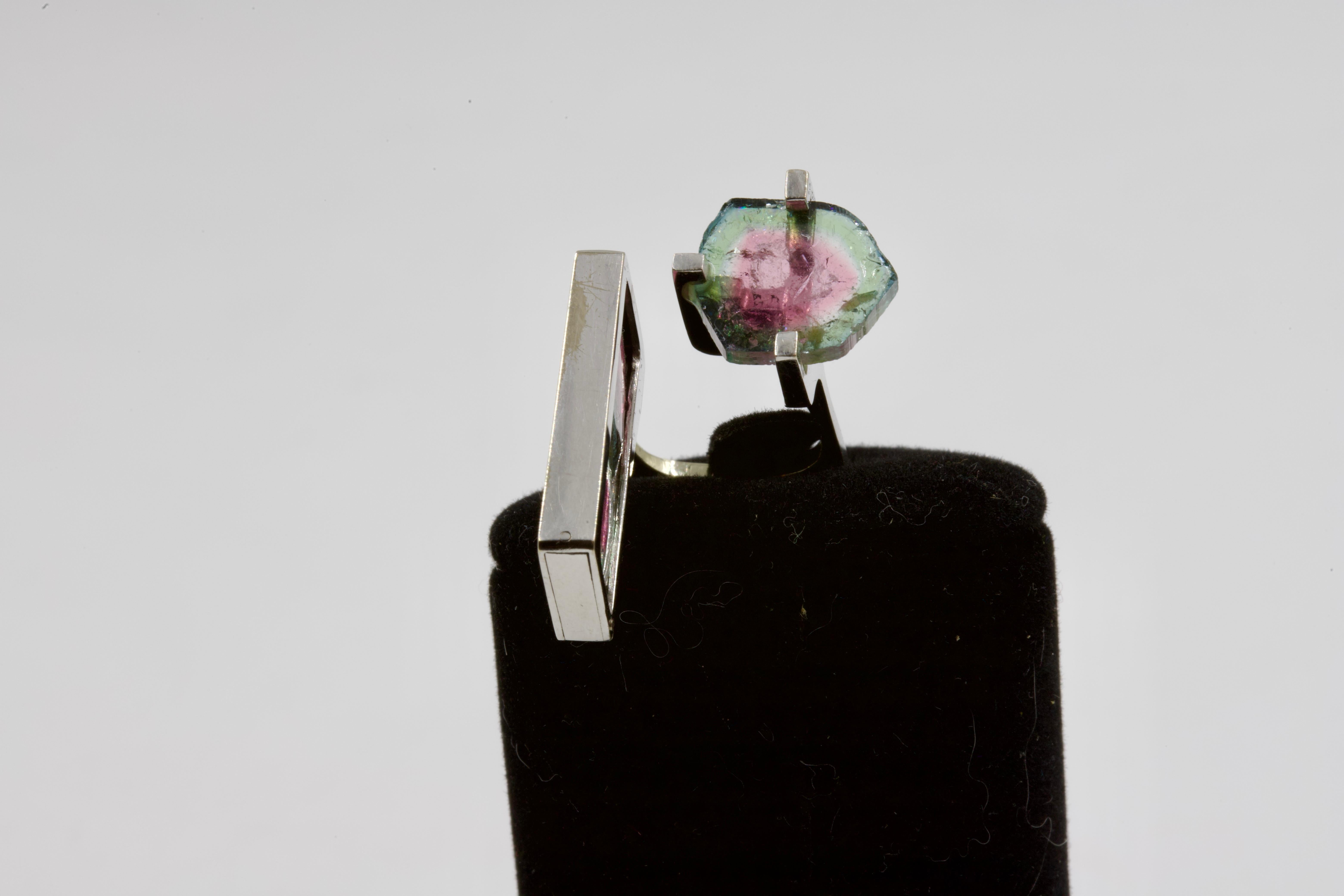 Rough Cut Stained Glass Ring by Jean Vendome  For Sale