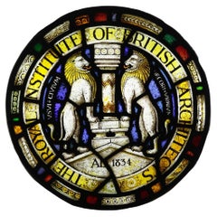 Used Stained Glass Roundel of the Royal Institute of British Architects