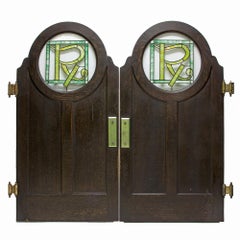 Antique Stained Glass Saloon Doors, Set of 2