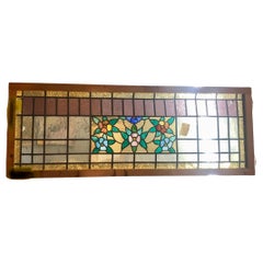 Antique Stained Glass Transom 57"x21.5"