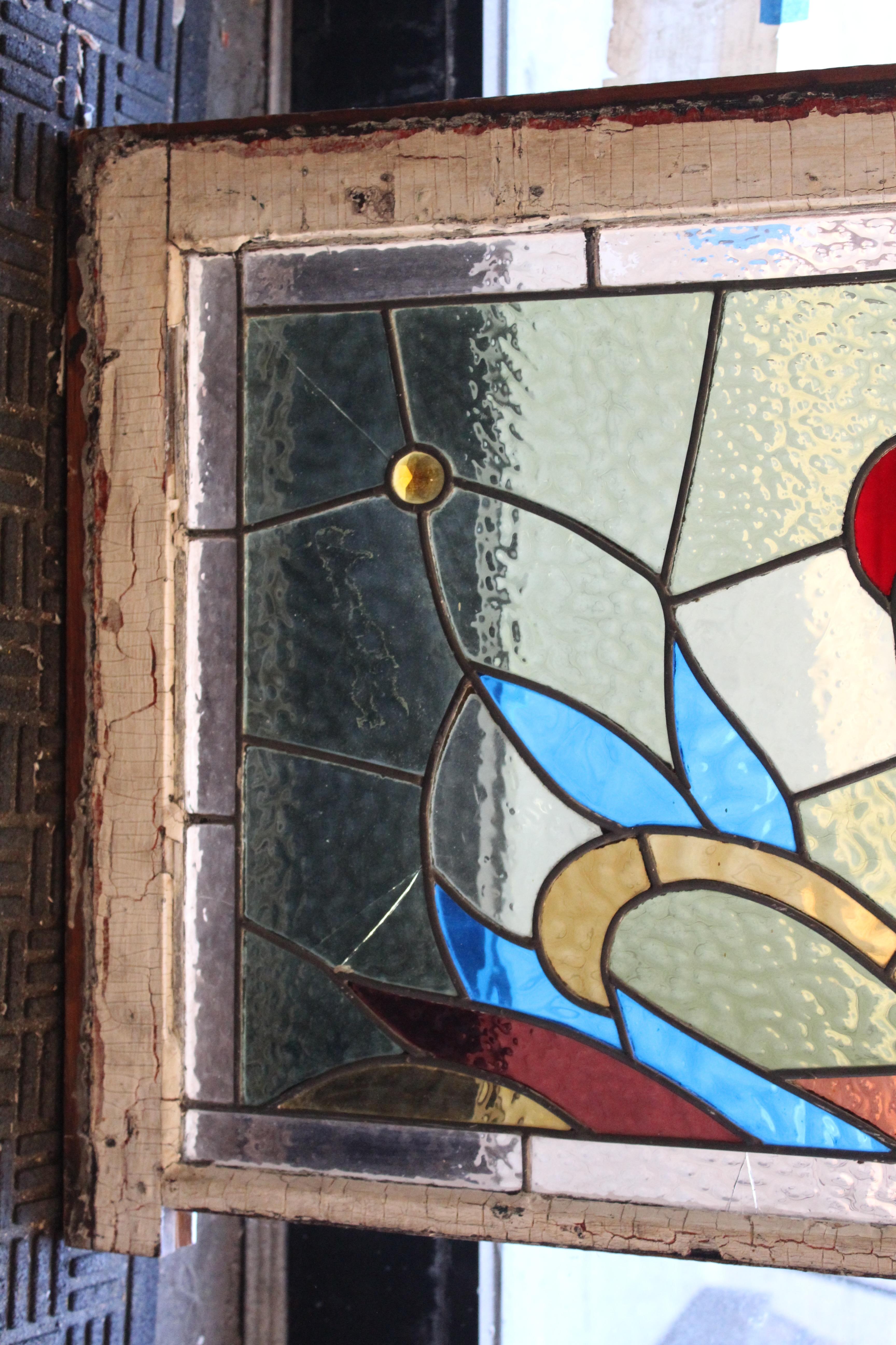 XX secolo Finestra a traforo in vetro Stained Glass 48
