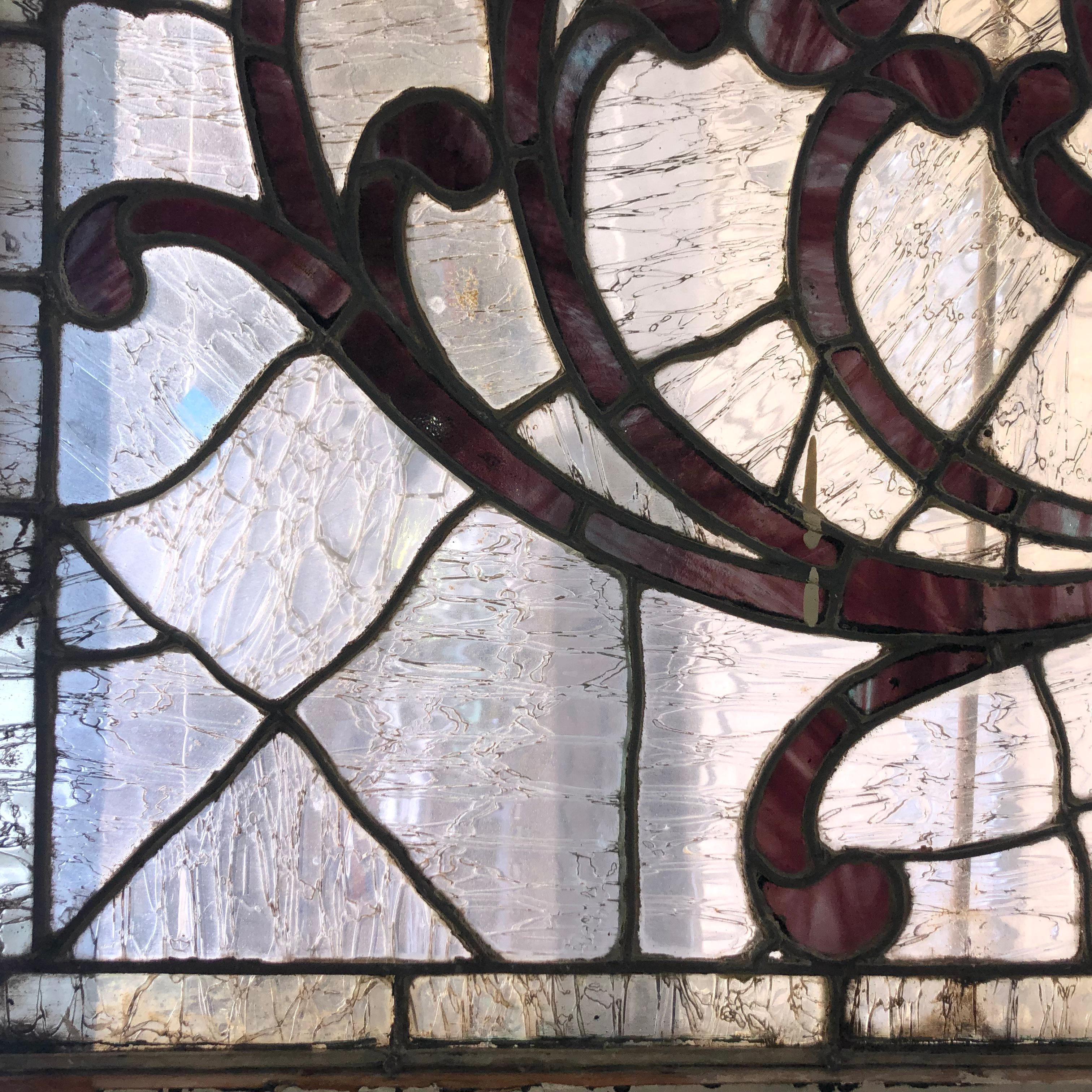 Art Nouveau Stained Glass Transom Window 48