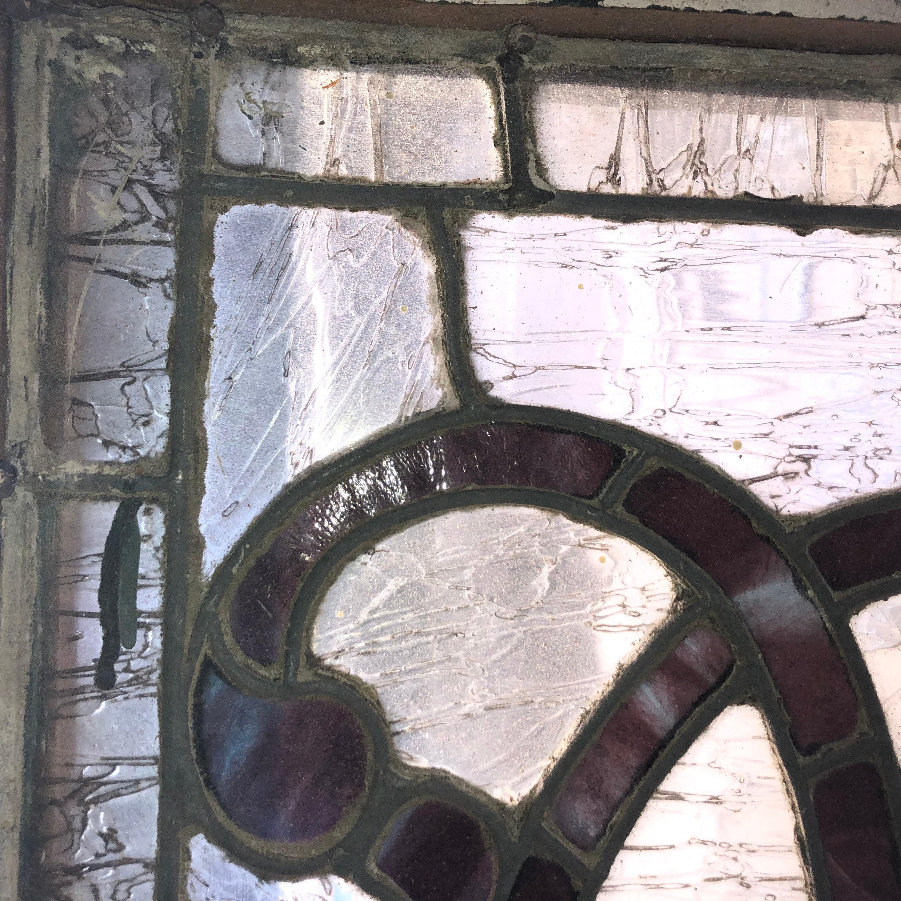 20th Century Stained Glass Transom Window 48