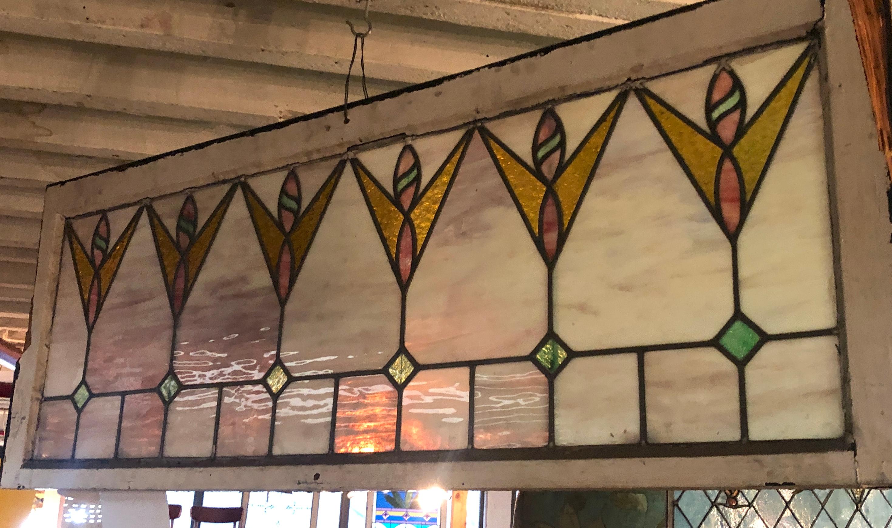 Victorian Stained Glass Transom Window 52