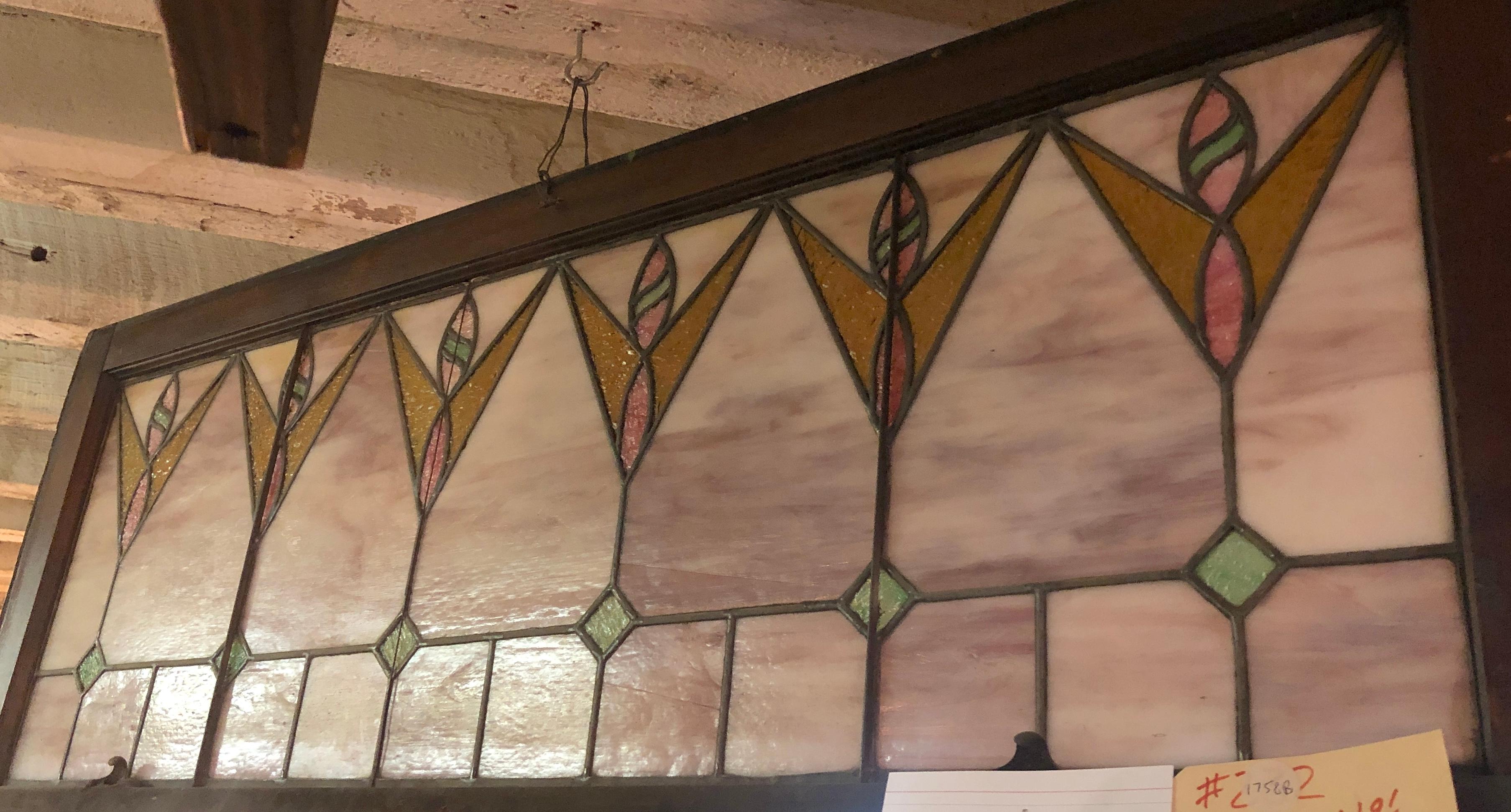 20th Century Stained Glass Transom Window 52