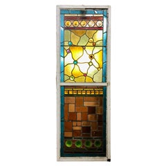 Antique Stained Glass w/ Jewel Accents 18" x 52"