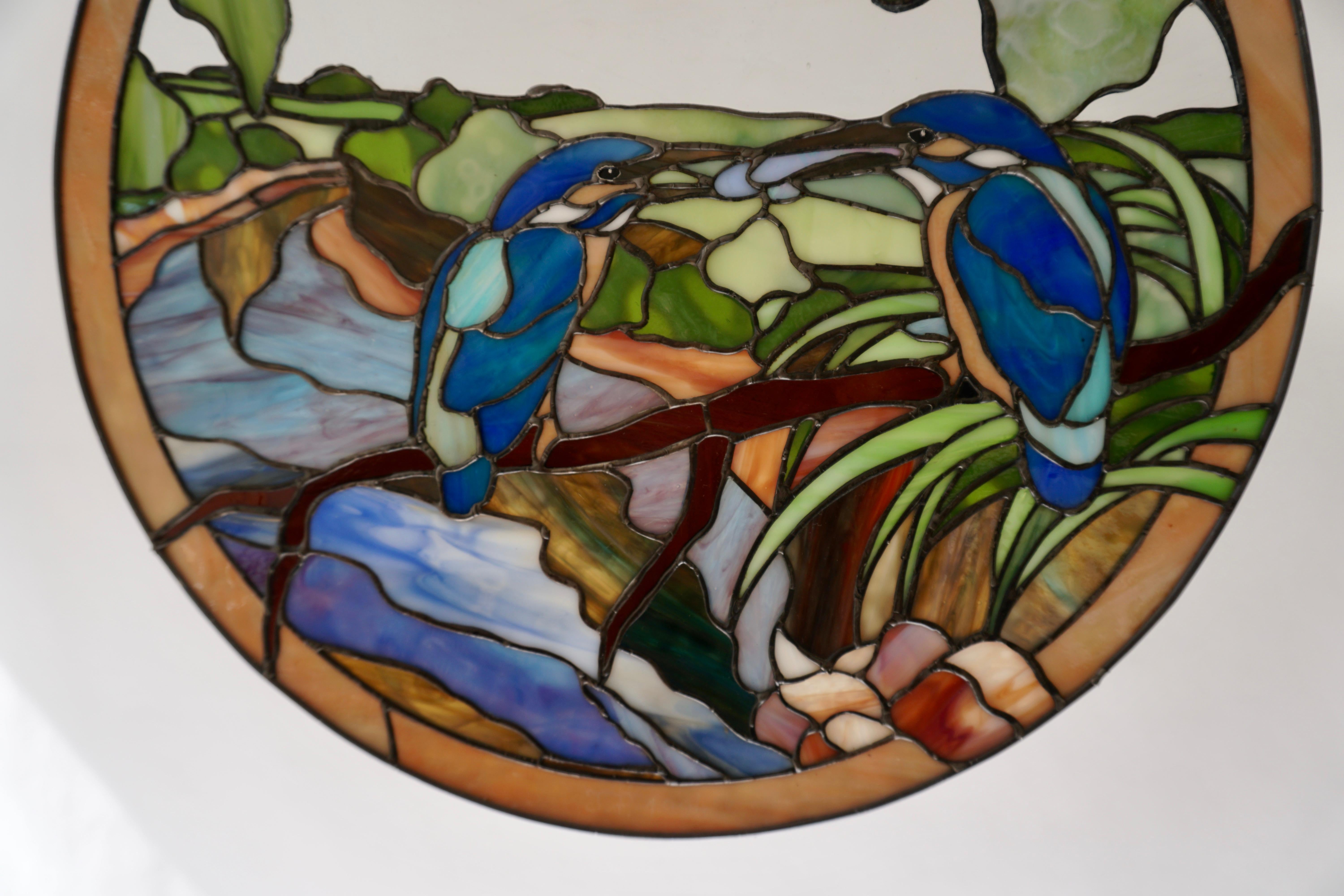 Stained Glass Wall Panel with Two Birds In Good Condition For Sale In Antwerp, BE