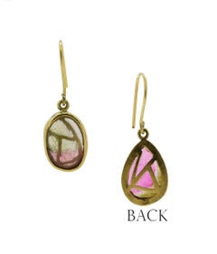 Watermelon Tourmaline Gold Earrings