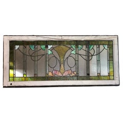 Antique Stained Glass Window 59"x27"
