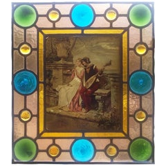 Antique Stained Glass Window Panel