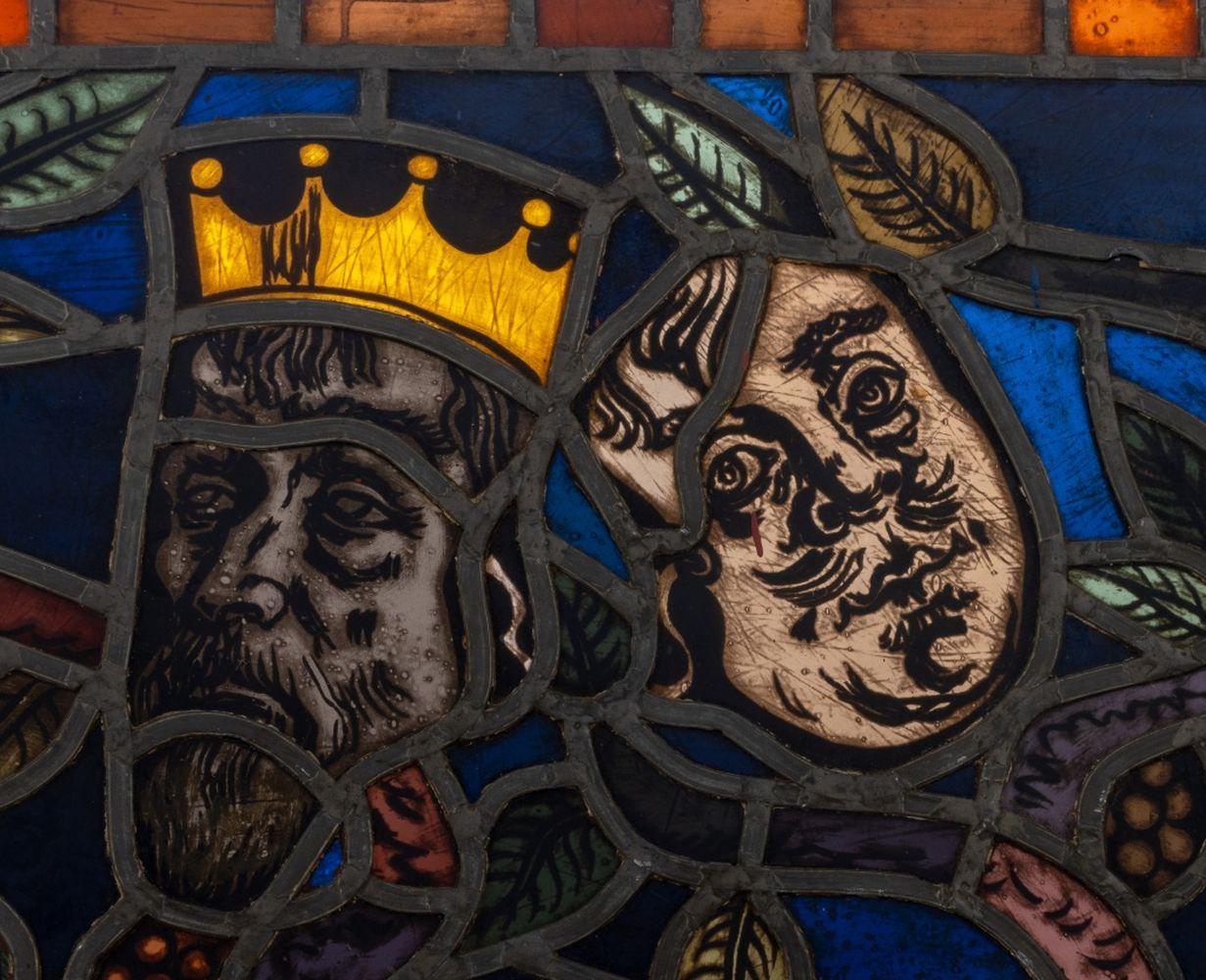 19th Century Stained Glass Window Panels, Pair For Sale