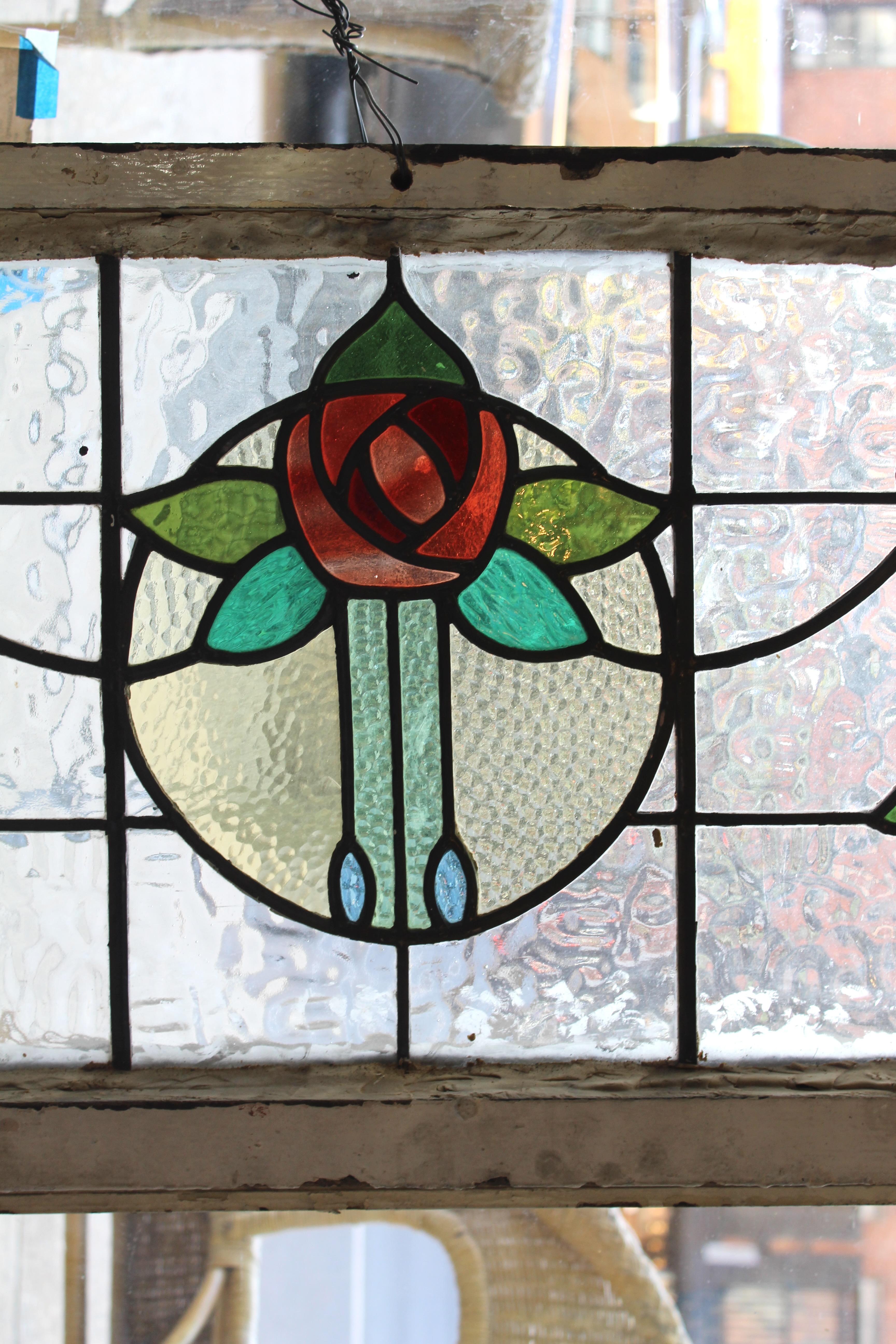Verre teinté Vitrail avec roses 39