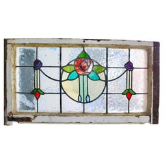 Stained Glass Window w/ Roses 39" x 20"