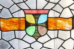 Stained Glass Window w/ Shield 37" x 26"