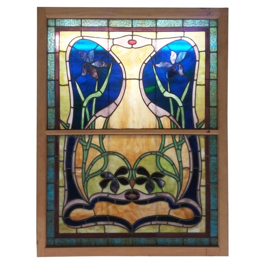 Reclaimed Stained Glass Window With St Michel For Sale At 1stdibs