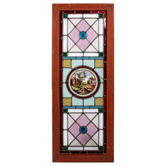 Stained Glass with Farm House Scene