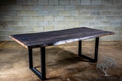 Maple Dining Table stained grey on U Shape Steel Legs