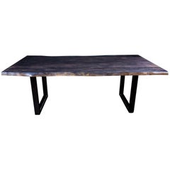 Maple Dining Table stained grey on U Shape Steel Legs
