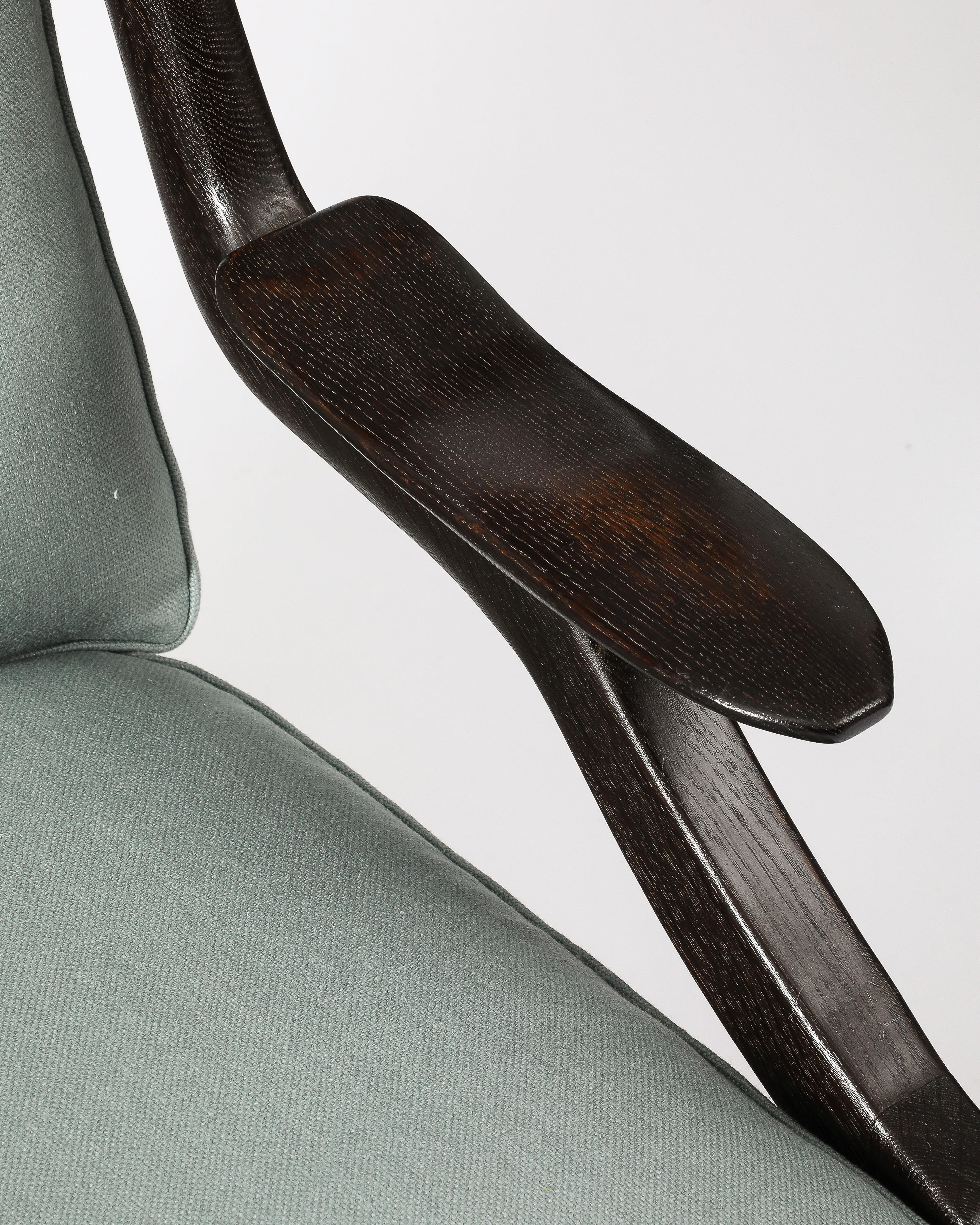 Sessel „Gregoire“ aus gebeizter Eiche von Guillerme et Chambron, Frankreich, um 1960 im Angebot 6