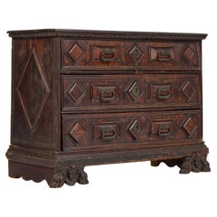 Stained Pine 17th  Century Italian Walnut Commode