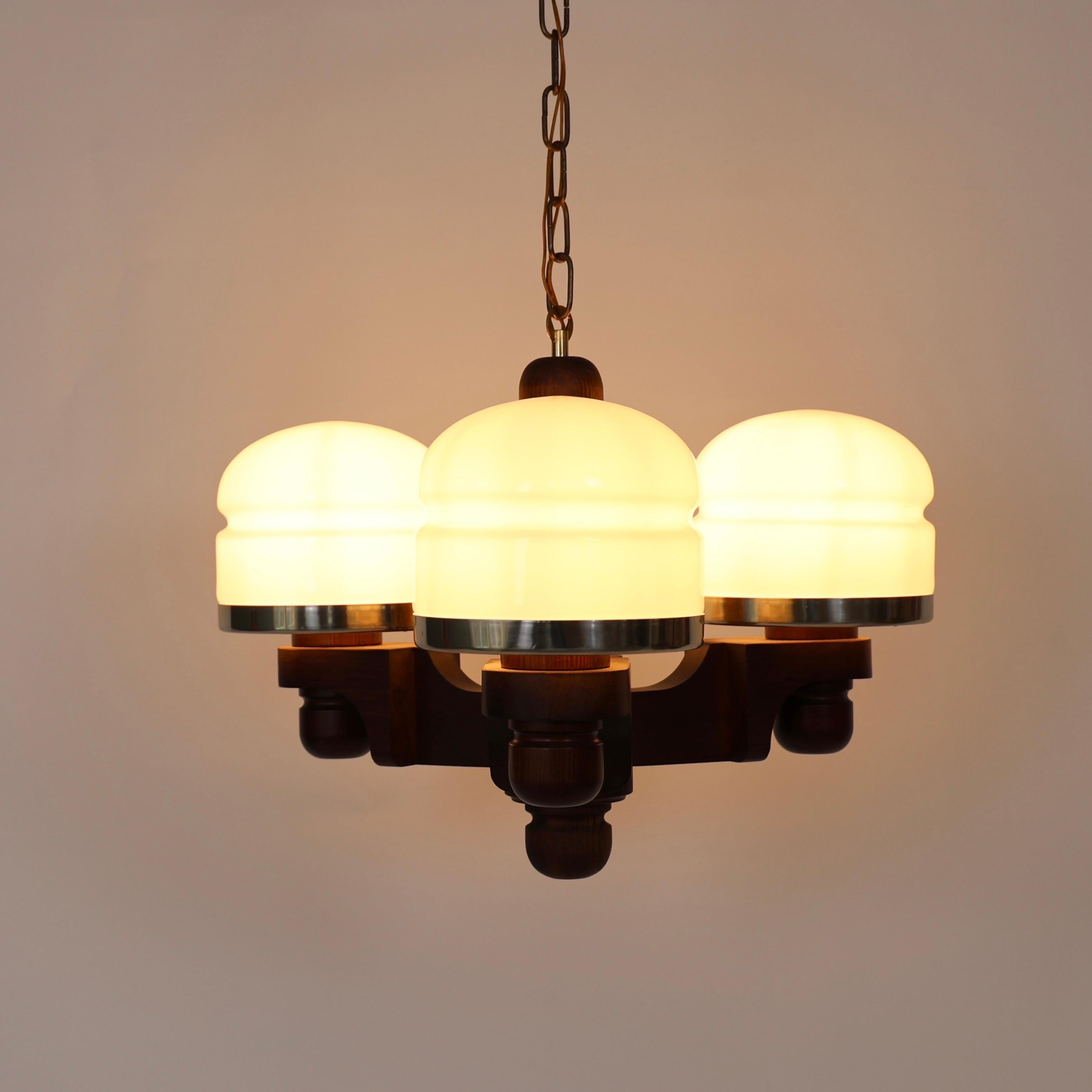 Lampadario in legno di pino macchiato di Jan Wickelgren, anni '70, Svezia in vendita 8