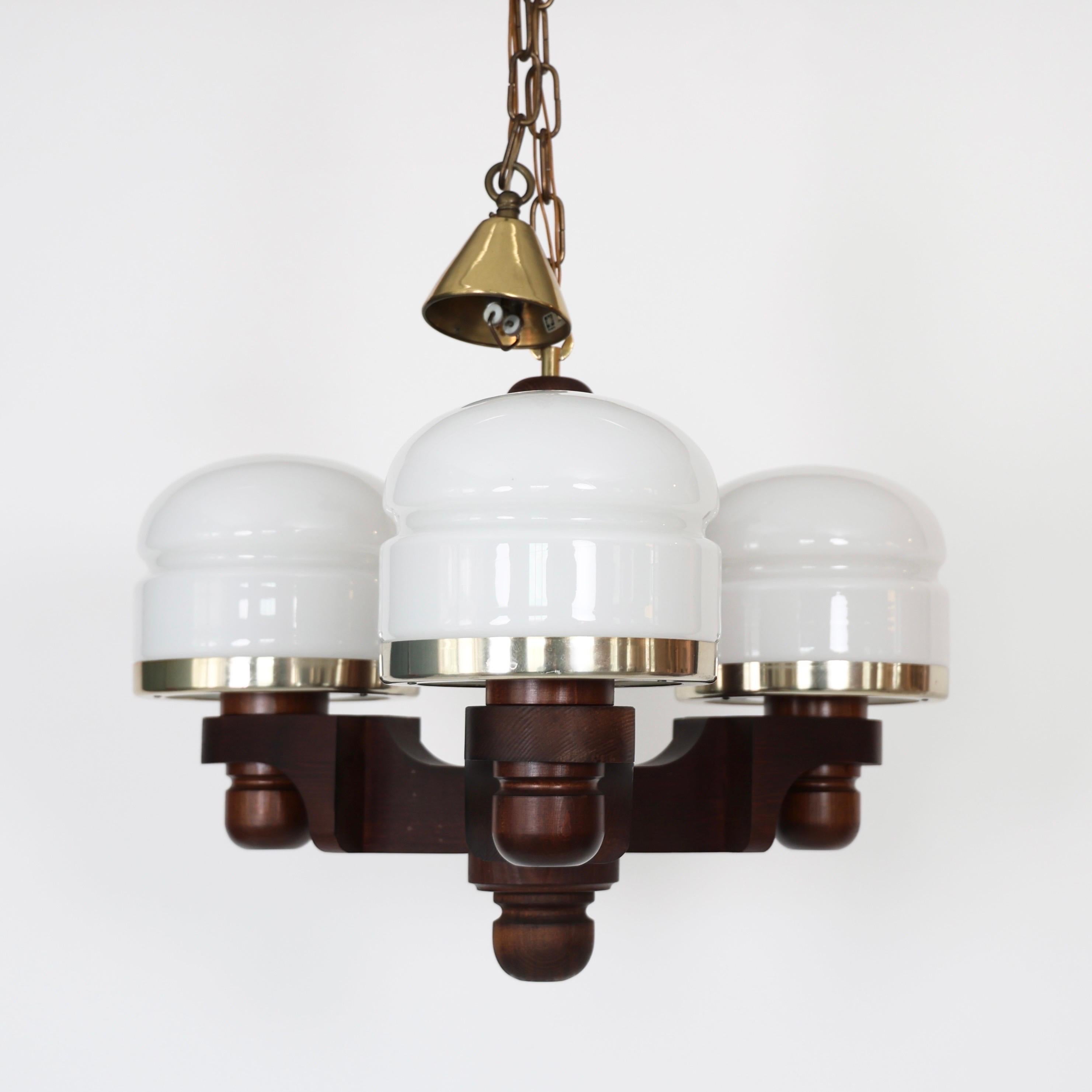 Lampadario in legno di pino macchiato di Jan Wickelgren, anni '70, Svezia in vendita 2