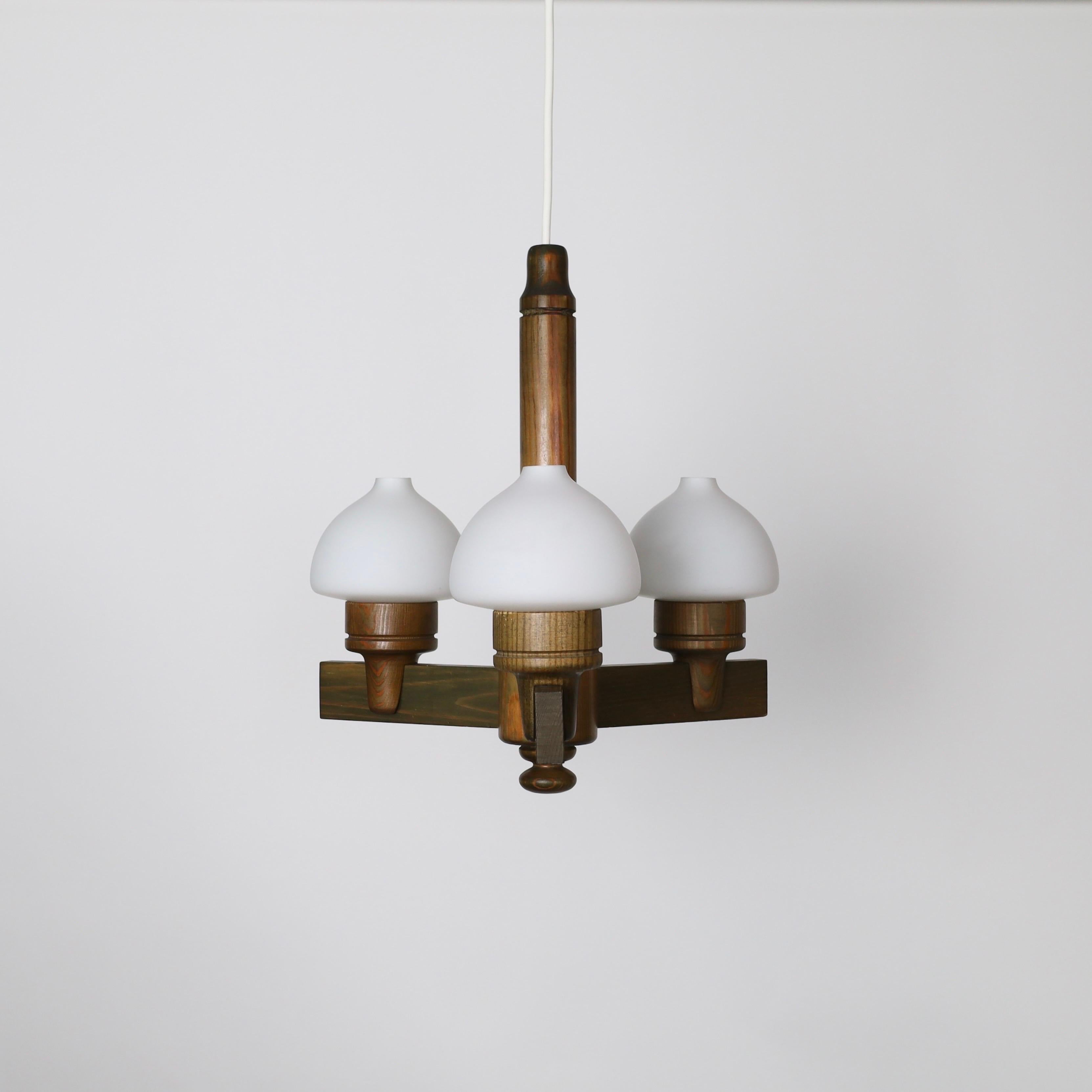 Lustre en bois de pin teinté Uno Dahlen pour Aneta, Suède, 1970 en vente 5