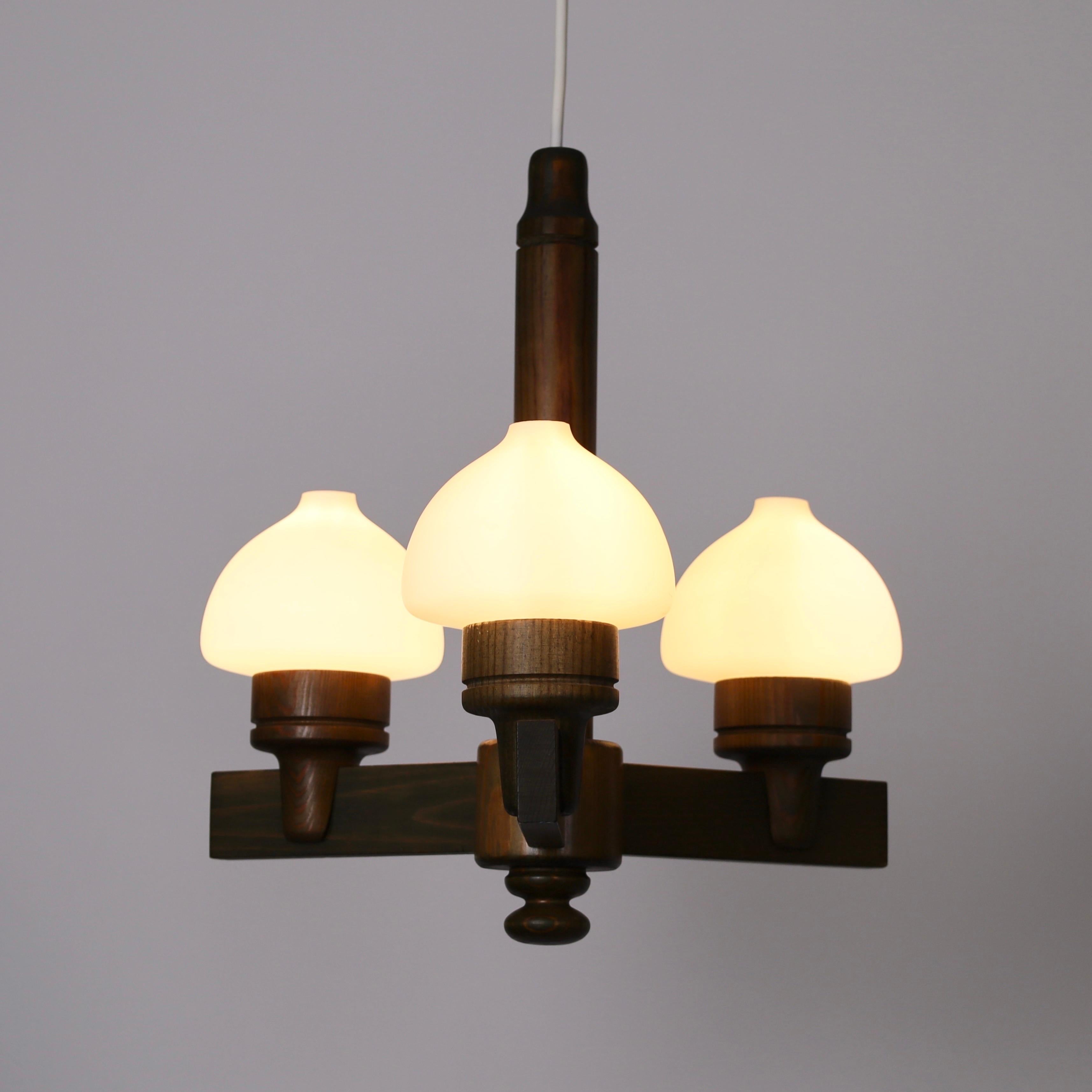 Fin du 20e siècle Lustre en bois de pin teinté Uno Dahlen pour Aneta, Suède, 1970 en vente