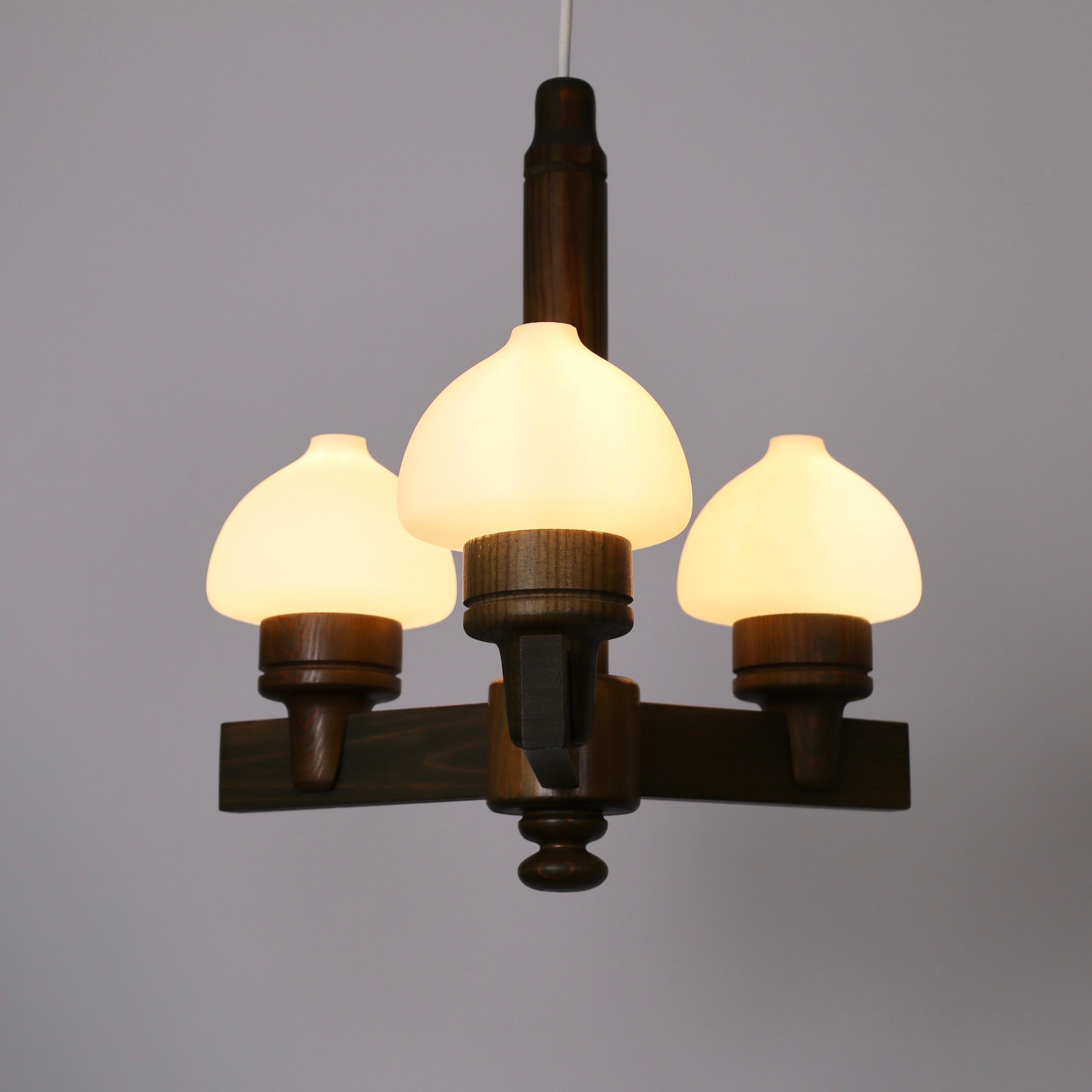 Verre Lustre en bois de pin teinté Uno Dahlen pour Aneta, Suède, 1970 en vente