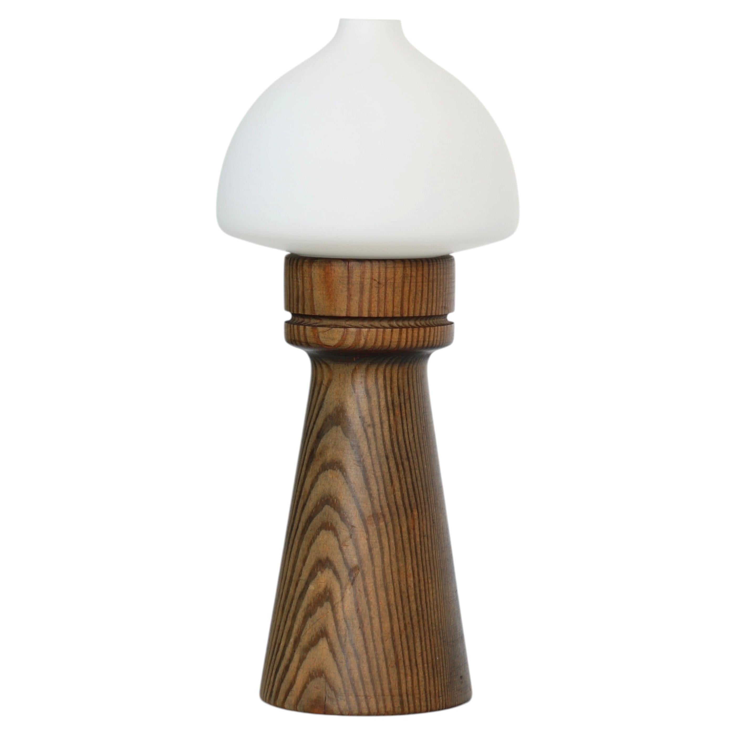 Stained Pine Wood Table Lamp by Uno Dahlen for Aneta, Sweden, 1970s For Sale