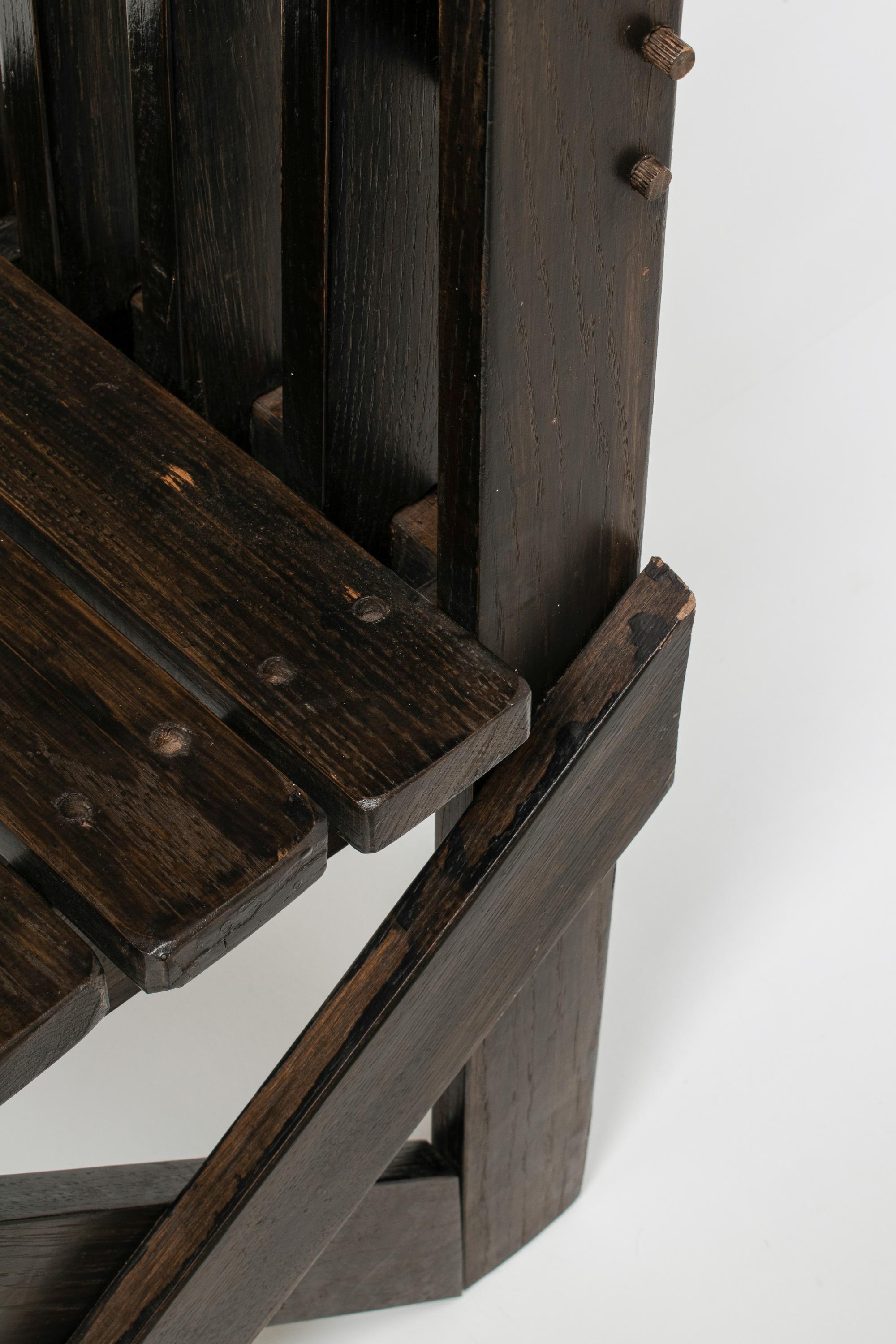 Stained Wood Sculptural Architectural Chair, France 1950s 4