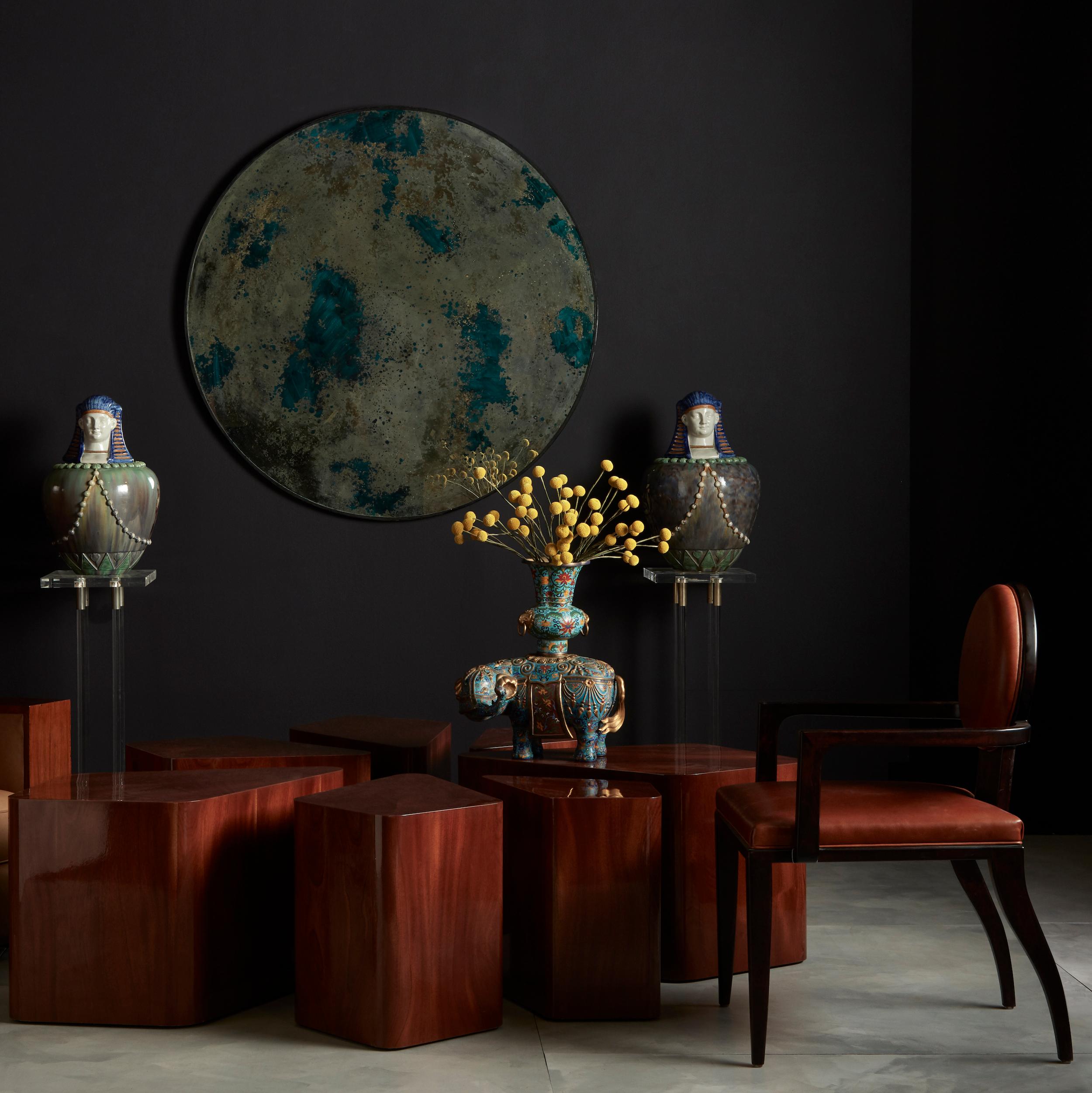 Stained Wooden Armchair with Leather Upholstery by Juan Montoya, Modern 1