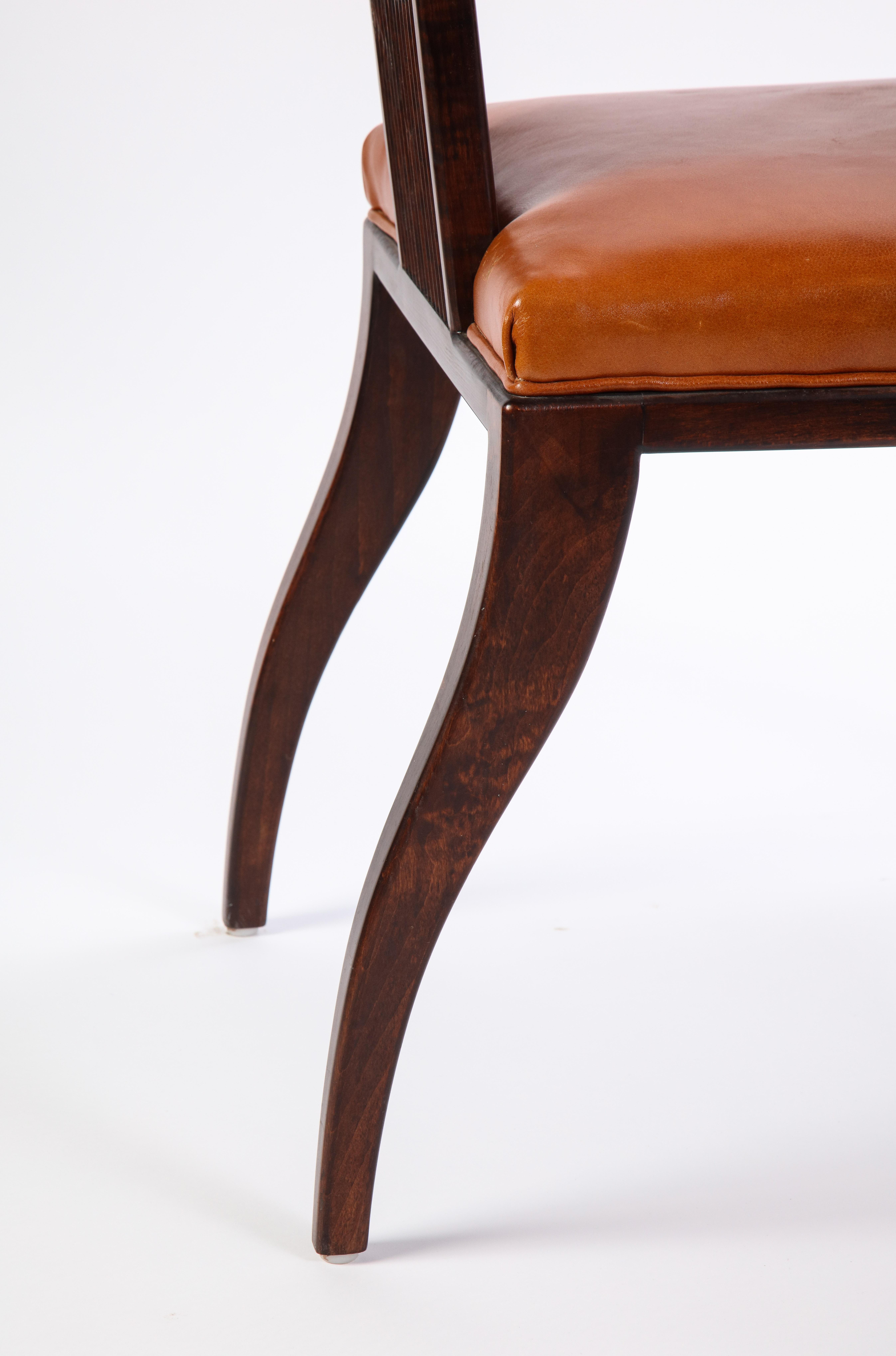 Stained Wooden Armchair with Leather Upholstery by Juan Montoya, Modern 4