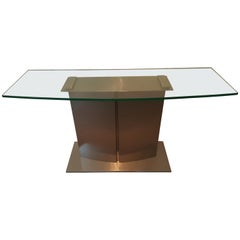 Stainless and Glass Console/Sofa Table