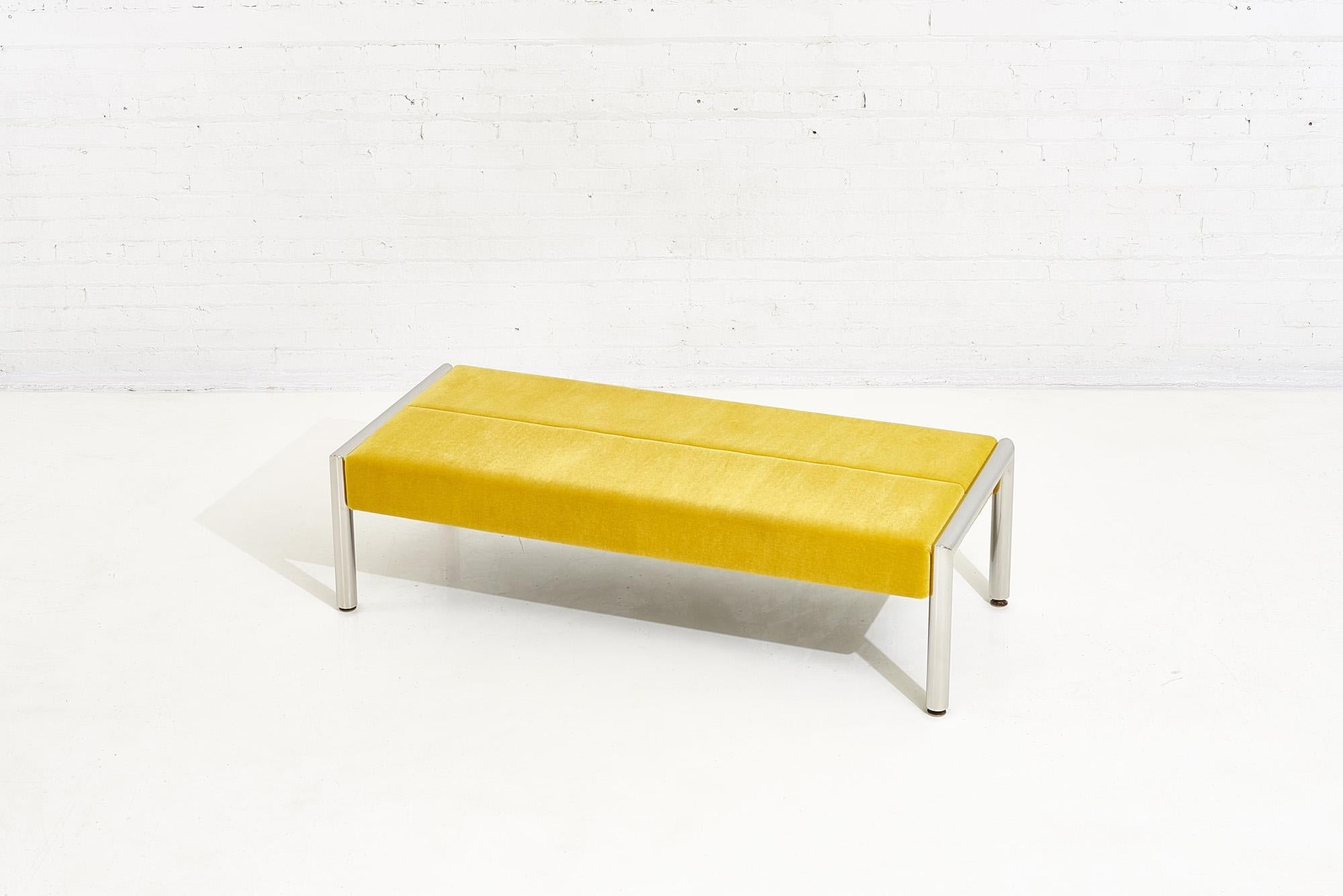 Mid-Century Modern Stainless and Mohair Bench, 1970