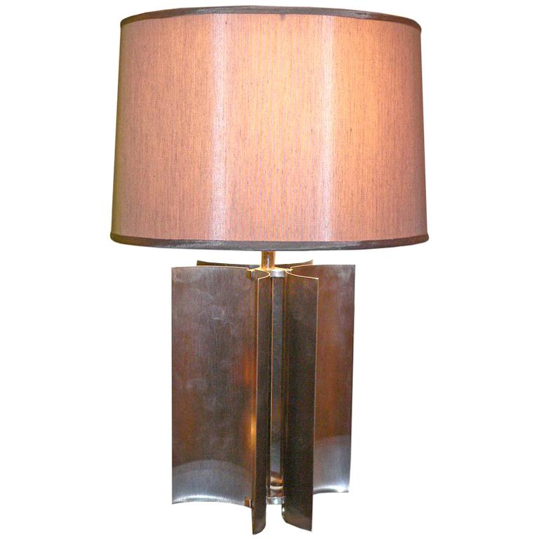 Stainless Curved Lamp For Sale
