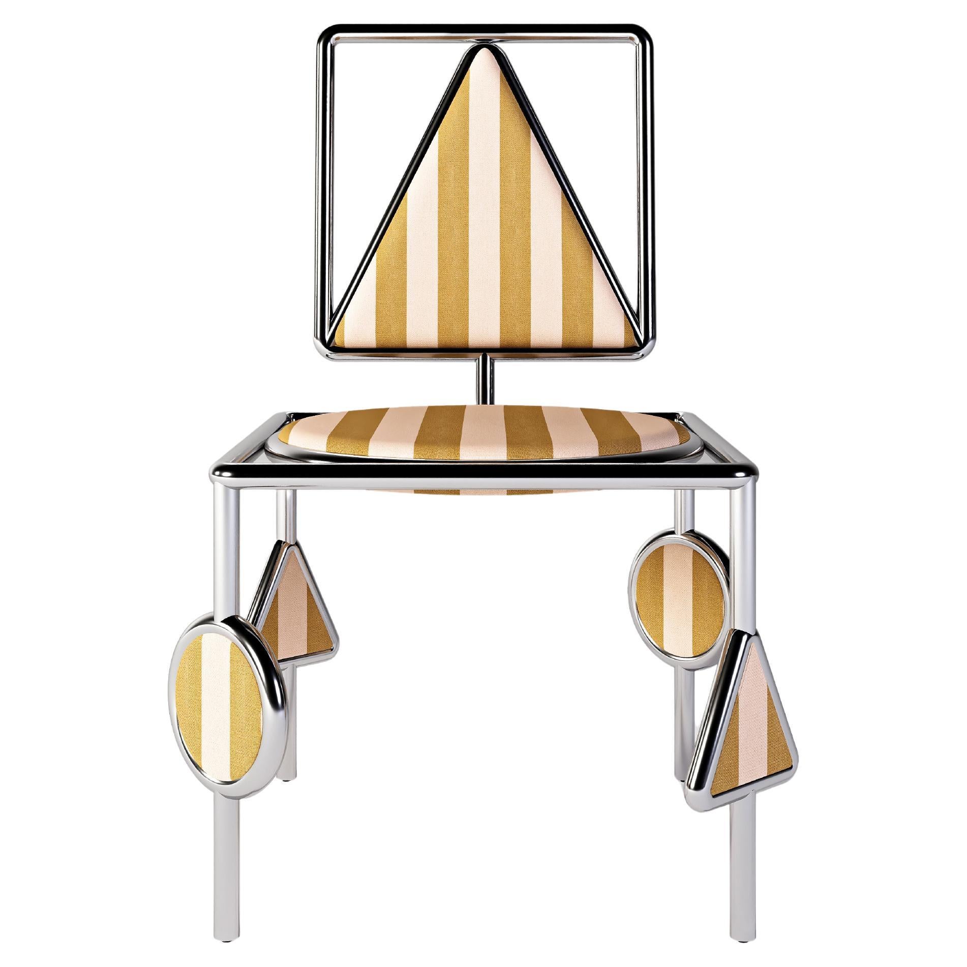 Métal inoxydable, tissu Dedar Milano Belmondo, chaise Tricirculo Par OMER OZTURK