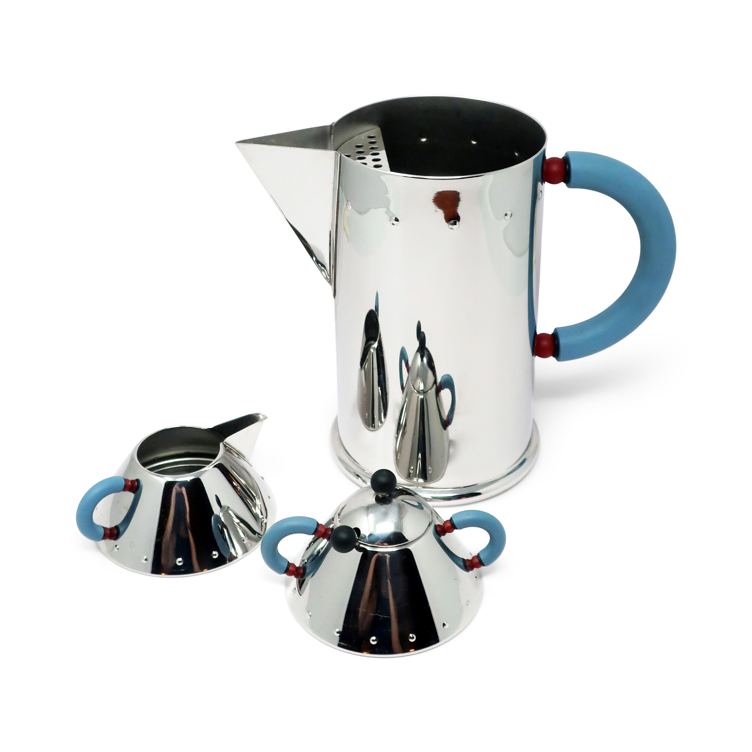 Post-Modern Stainless Pitcher, Creamer and Sugar by Michael Graves for Alessi
