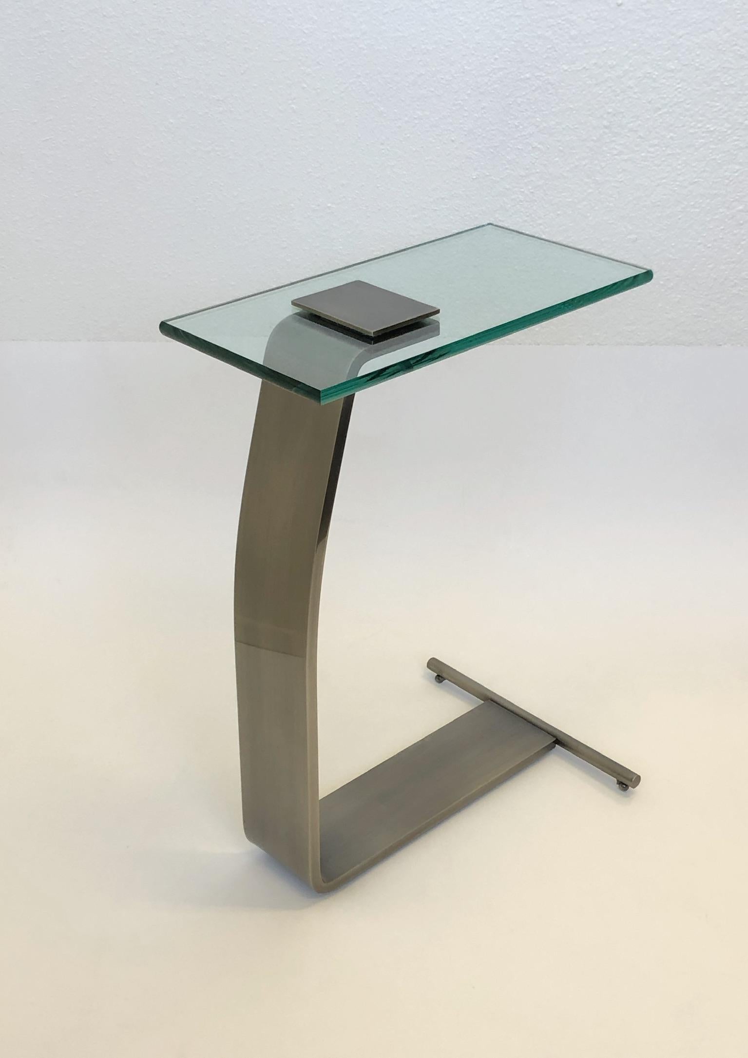 Modern Stainless Steel and Glass Occasional Table by Design Institute of America