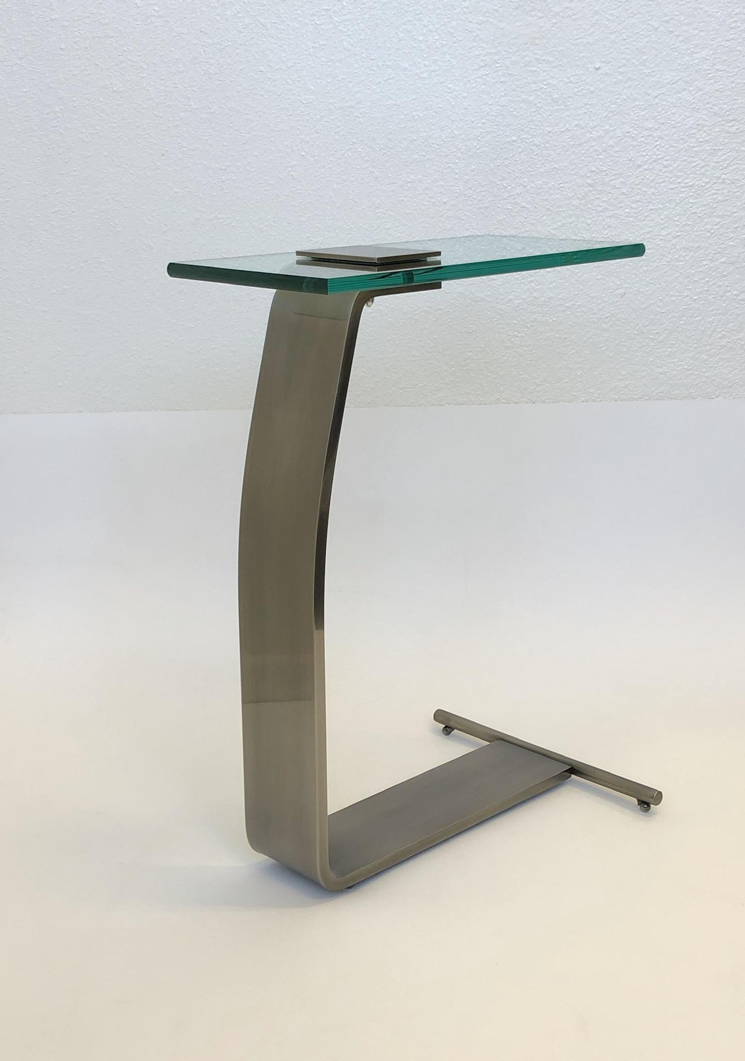 American Stainless Steel and Glass Occasional Table by Design Institute of America