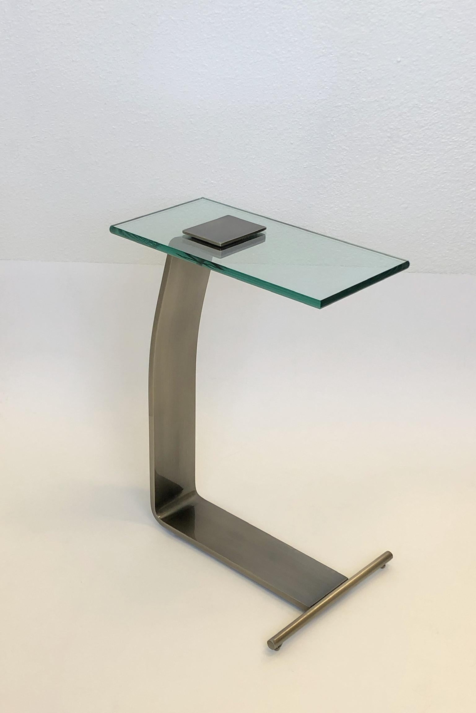 Stainless Steel and Glass Occasional Table by Design Institute of America In Excellent Condition In Palm Springs, CA