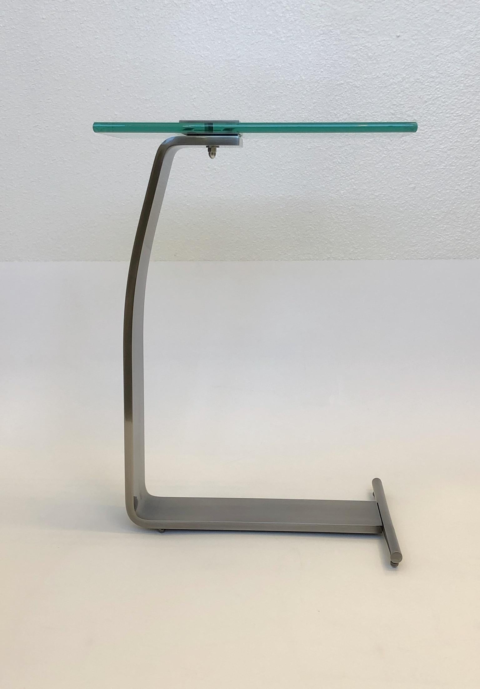 Late 20th Century Stainless Steel and Glass Occasional Table by Design Institute of America