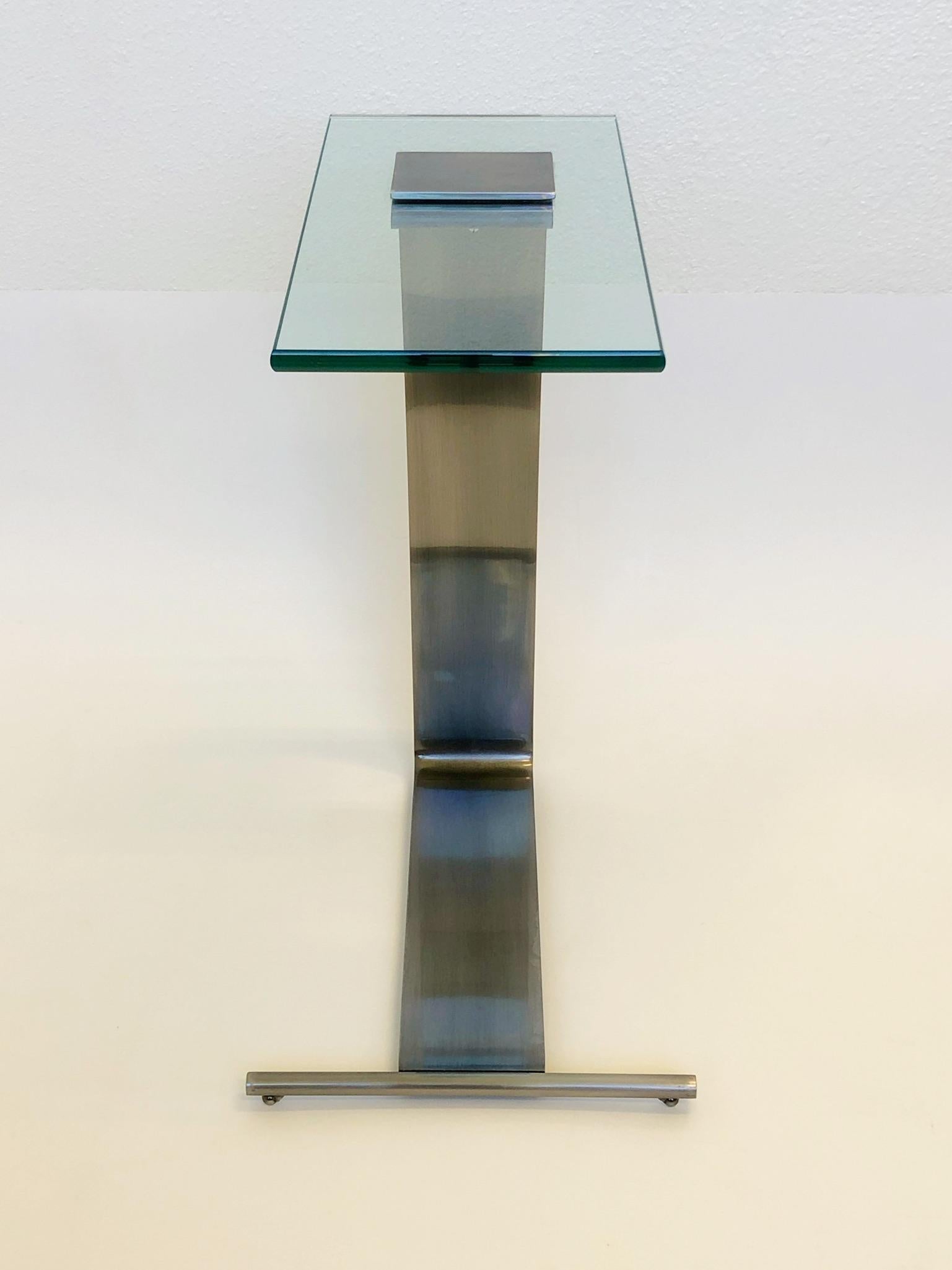 Stainless Steel and Glass Occasional Table by Design Institute of America 1