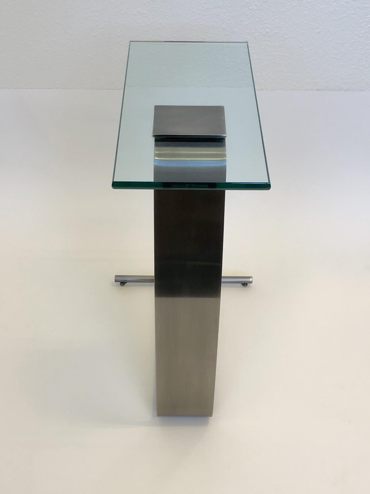 Stainless Steel and Glass Occasional Table by Design Institute of America 2
