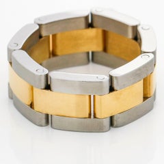 Stainless Steel 18 Karat Yellow Gold Rolex Oyster Bracelet Style Link Band Ring
