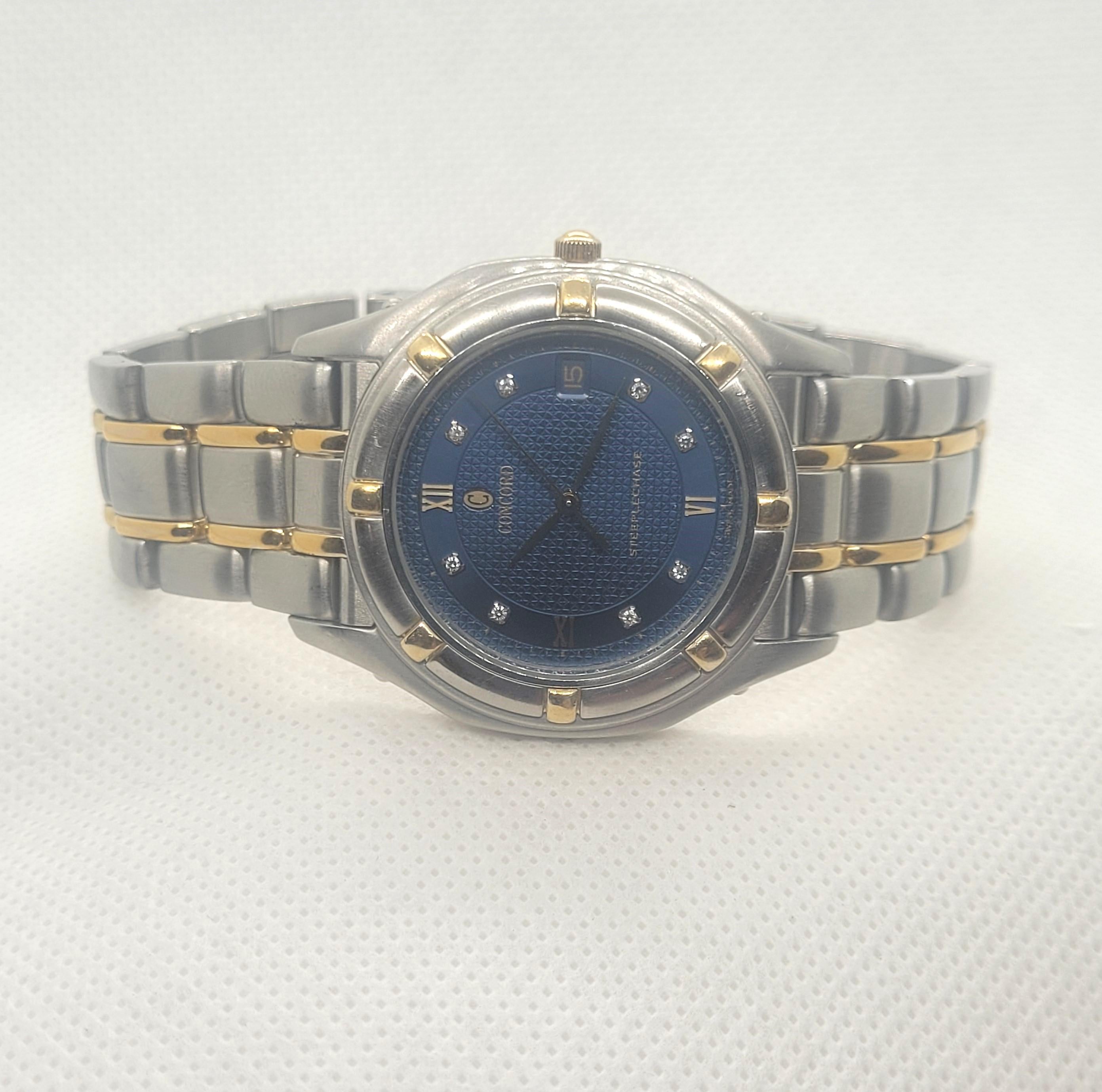 Stainless Steel 18kt Yellow Gold Men's Concord Watch Serviced Warranty 15.65.221 In Good Condition For Sale In Rancho Santa Fe, CA