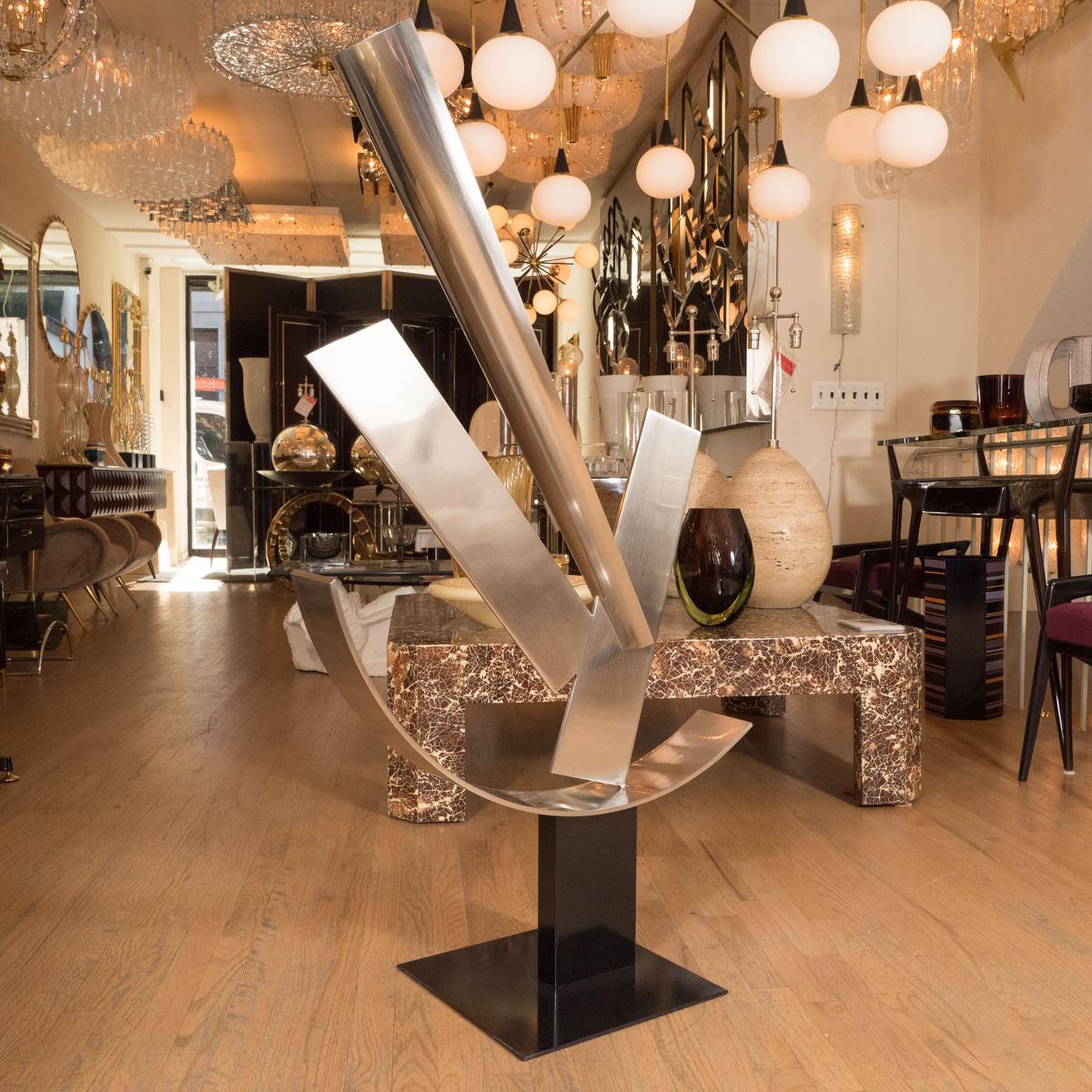 Mid-Century Modern Stainless Steel Abstract Sculpture For Sale
