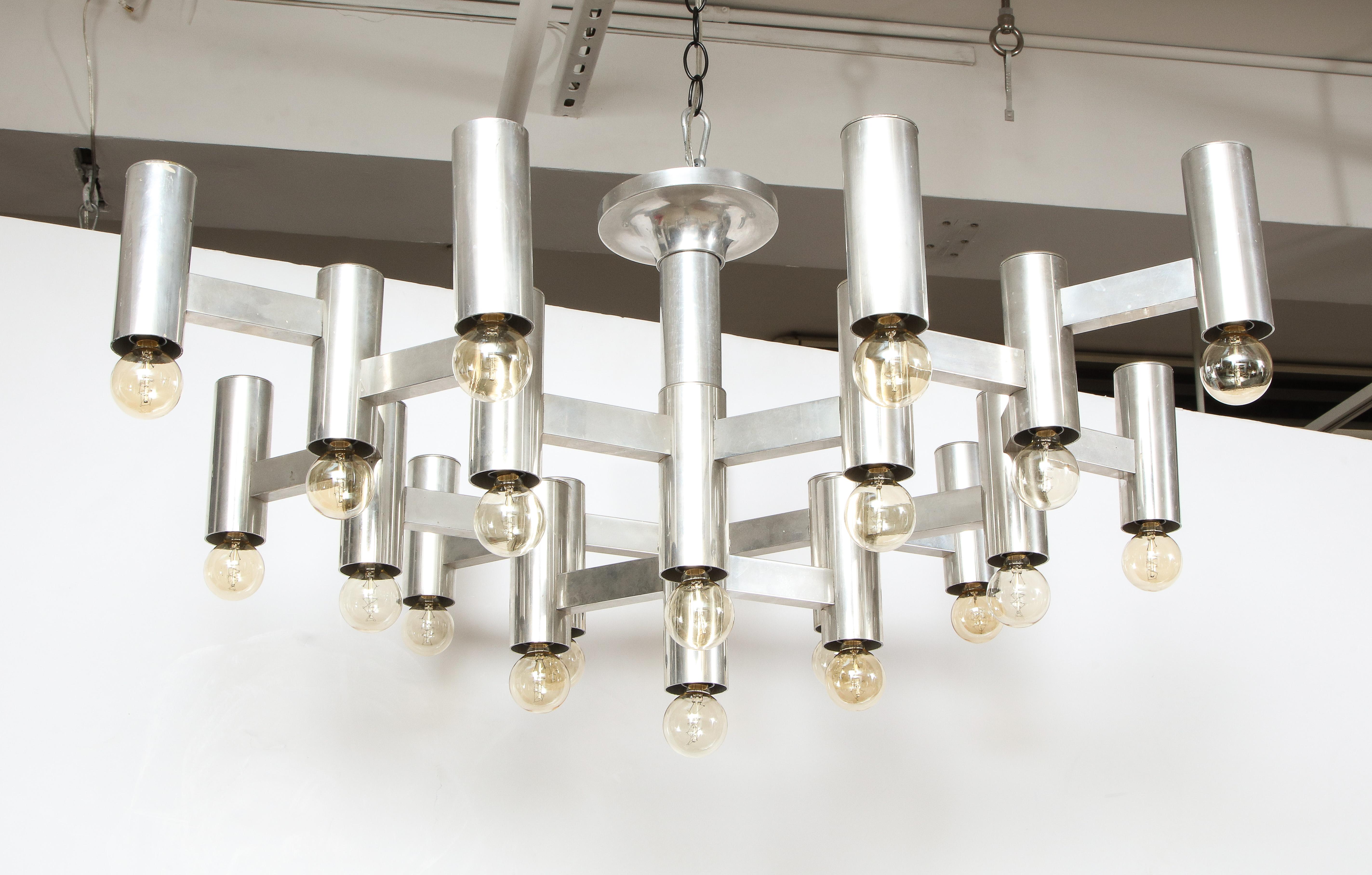 Stainless Steel Alveolus Chandelier by Gaetano Sciolari, Italy, c. 1970s For Sale 8