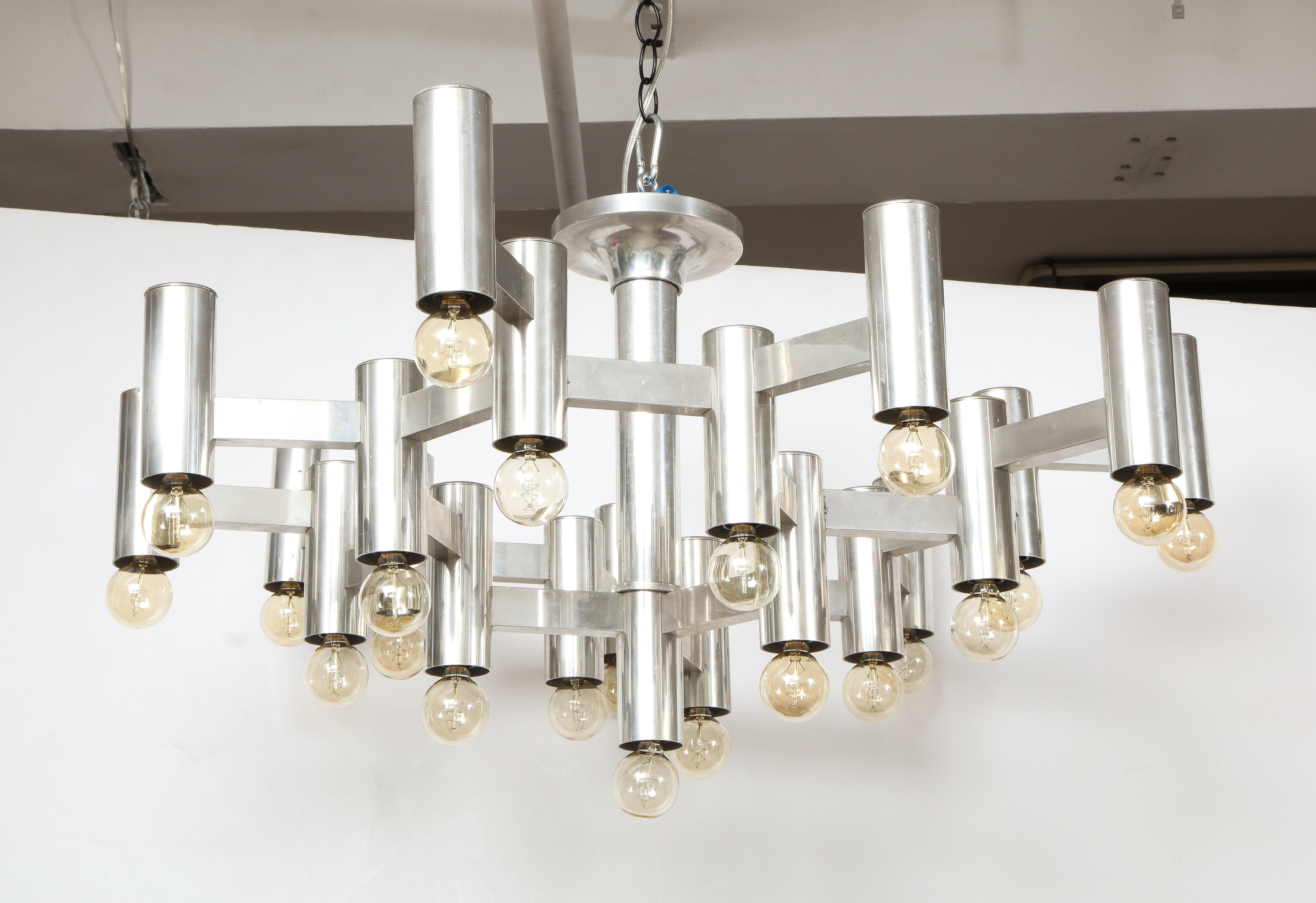 Stainless Steel Alveolus Chandelier by Gaetano Sciolari, Italy, c. 1970s For Sale 3