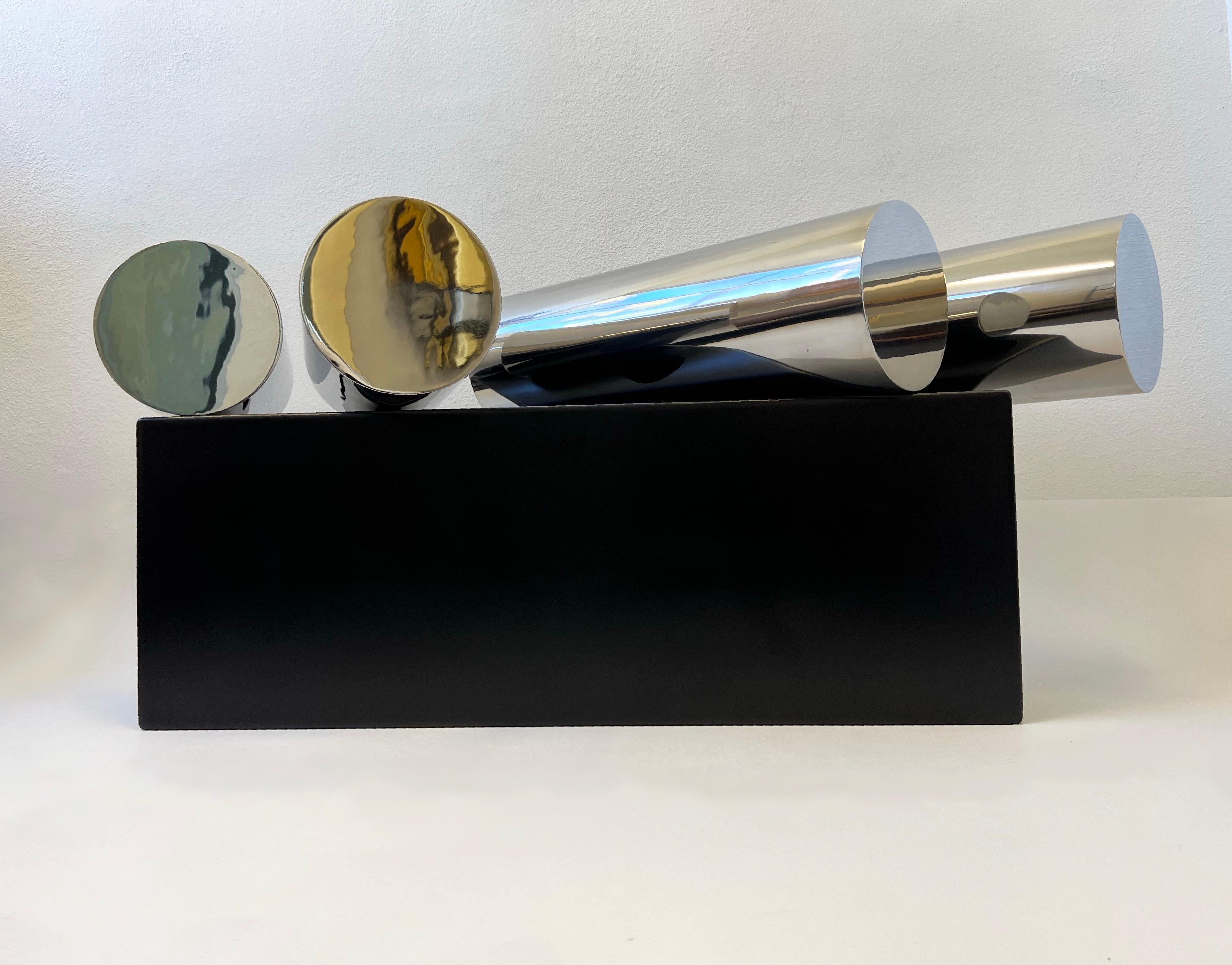Stainless Steel and Black Powder Coated Sculpture  In Good Condition For Sale In Palm Springs, CA